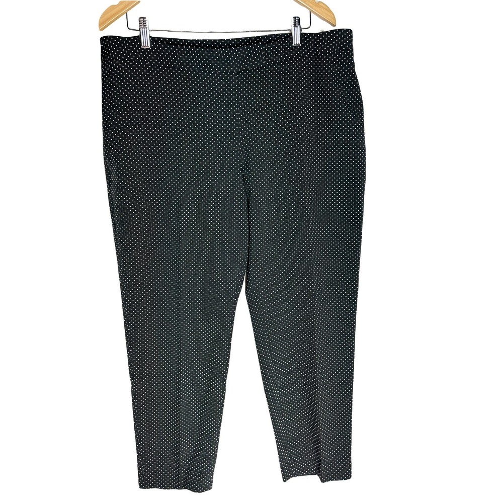 NWT ANNE KLEIN Womens CAPRI Pants Size 16 Black White Polka Dots Stretch Pants